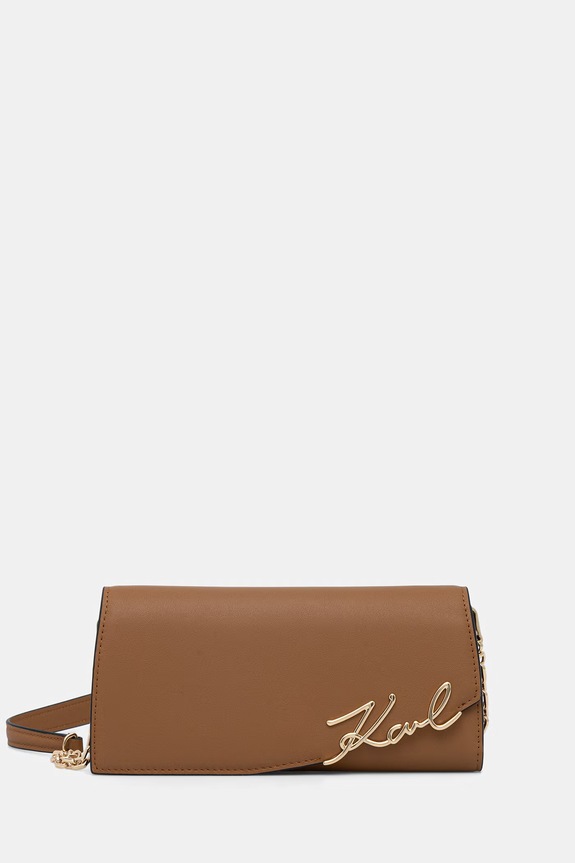 Karl Lagerfeld crossbody torba za žene kožna K/SIGNATURE smeđa B3W30358