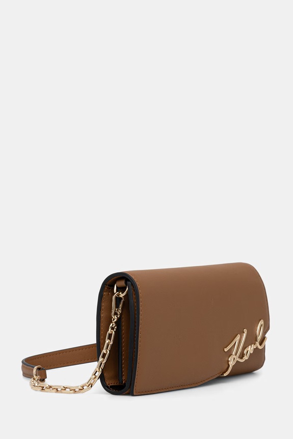 Karl Lagerfeld crossbody torba za žene kožna K/SIGNATURE B3W30358 smeđa AW26