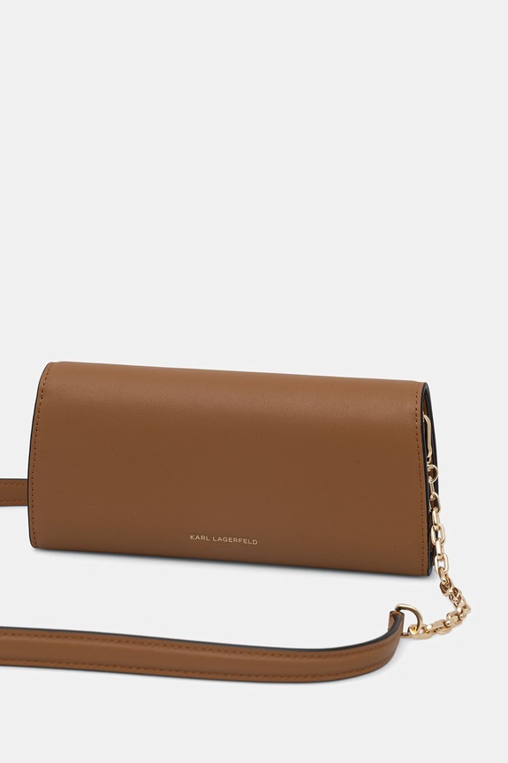 Dodaci Karl Lagerfeld crossbody torba za žene kožna K/SIGNATURE B3W30358 smeđa
