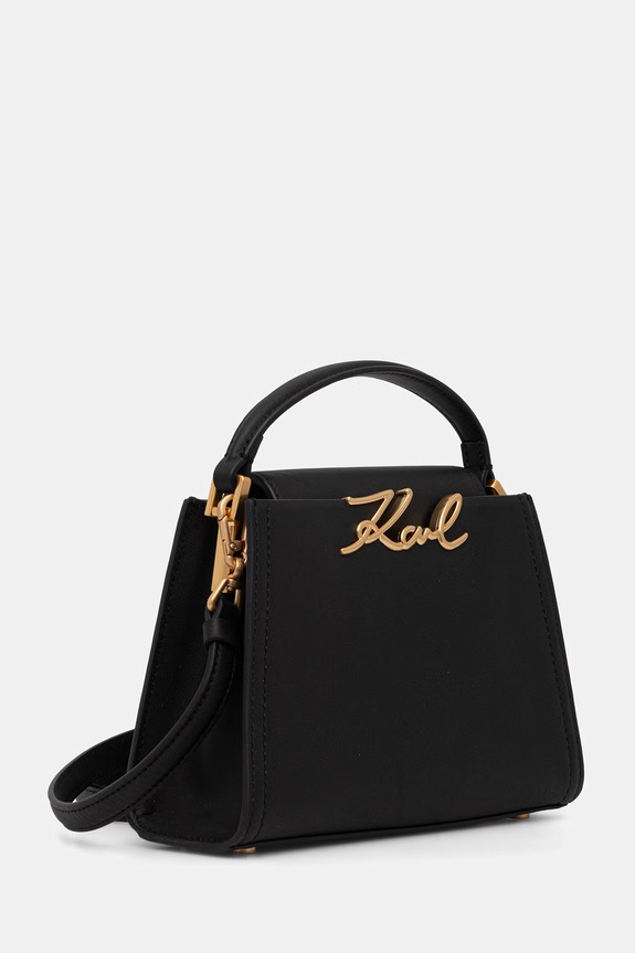 Karl Lagerfeld crossbody torba za žene kožna K/SIGNATURE B3W30018 crna AW26