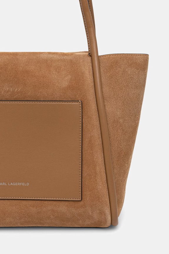 Dodaci Karl Lagerfeld tote torba za žene od brušene kože K/AUTOGRAPH B3W30037 smeđa