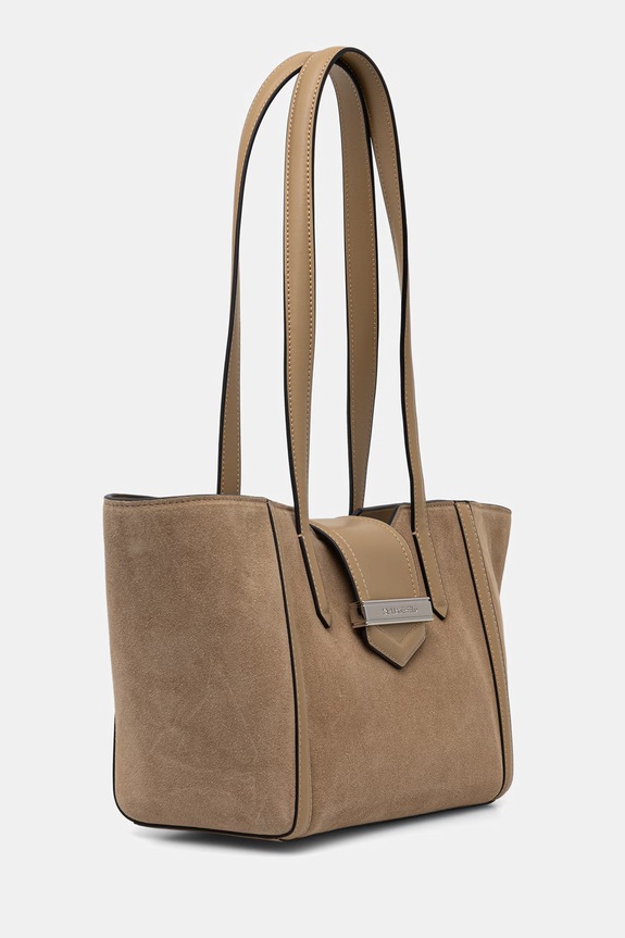 Karl Lagerfeld shopper torba za žene od brušene kože K/NOVA B3W30321 bež AW26