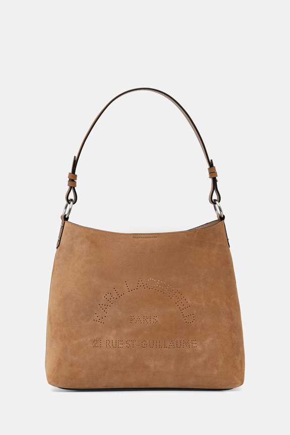 Karl Lagerfeld shopper torba za žene od brušene kože K/DAILY smeđa B3W30346