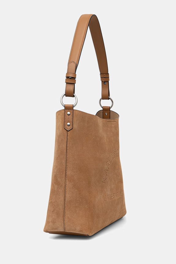 Karl Lagerfeld shopper torba za žene od brušene kože K/DAILY B3W30346 smeđa AW26