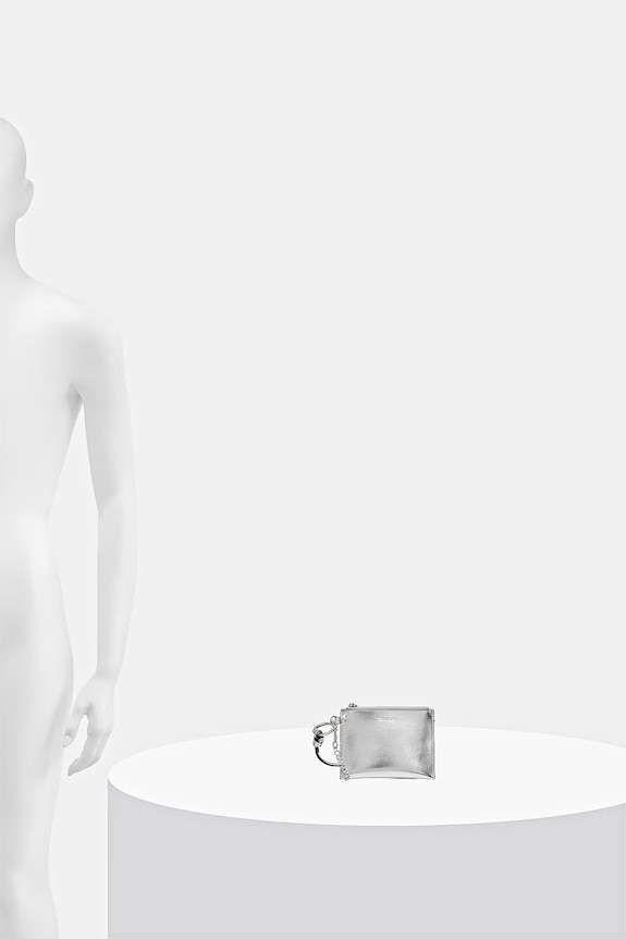 Calvin Klein portfel damski skórzany srebrny LV04F1263G