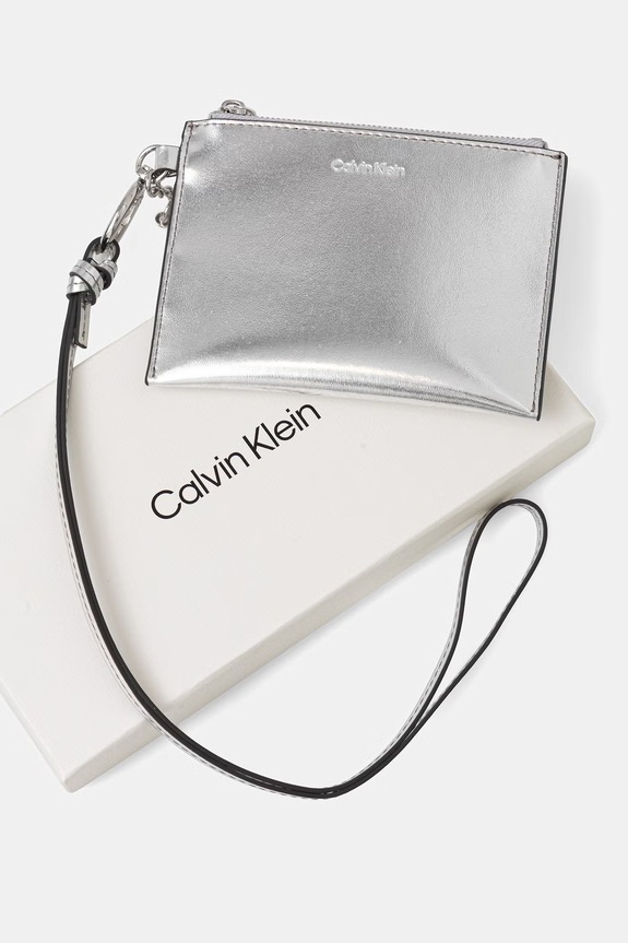 Akcesoria Calvin Klein portfel damski skórzany LV04F1263G srebrny
