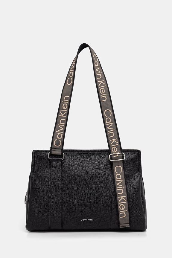 Calvin Klein tote torba za žene od imitacije kože crna LV04F3644G