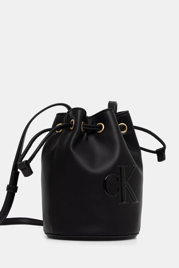 Akcesoria Calvin Klein torebka worek damska z imitacji skóry LV04F3640G czarny