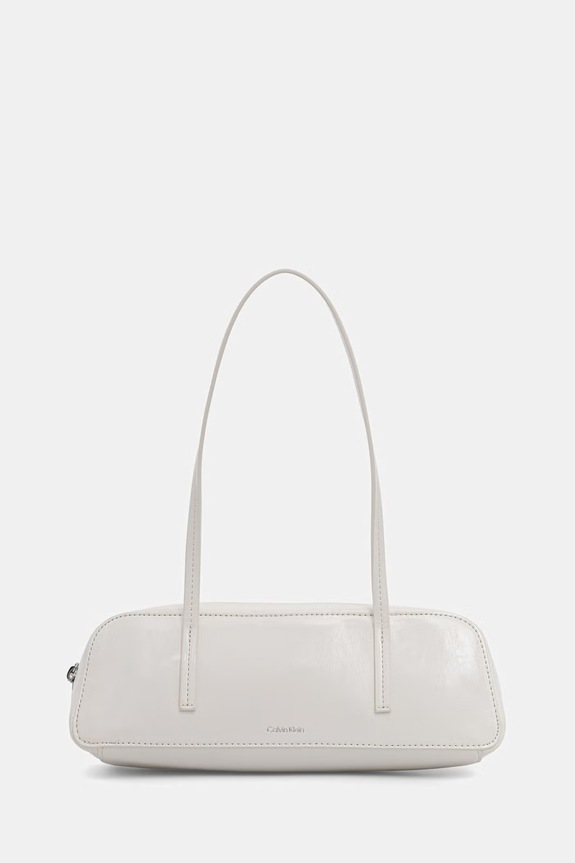 Calvin Klein torebka bagietka damska z imitacji skóry biały LV04F3638G