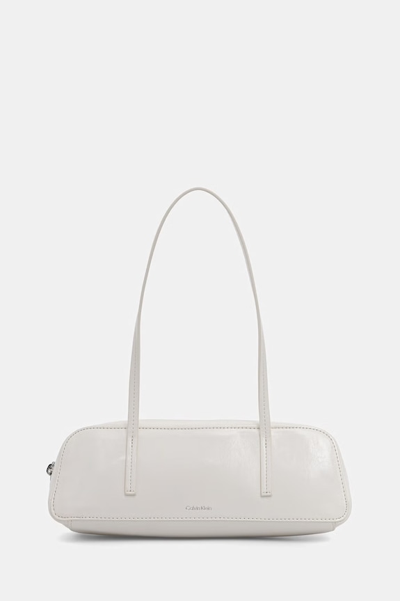 Calvin Klein torebka bagietka damska z imitacji skóry biały LV04F3638G