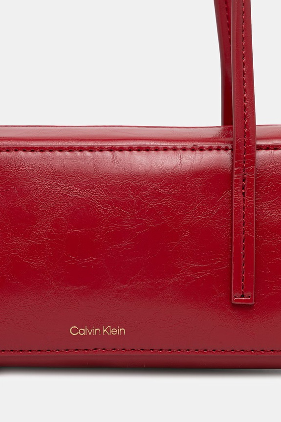 Calvin Klein kabelka typu baguette dámska z imitácie kože červená LV04F3638G