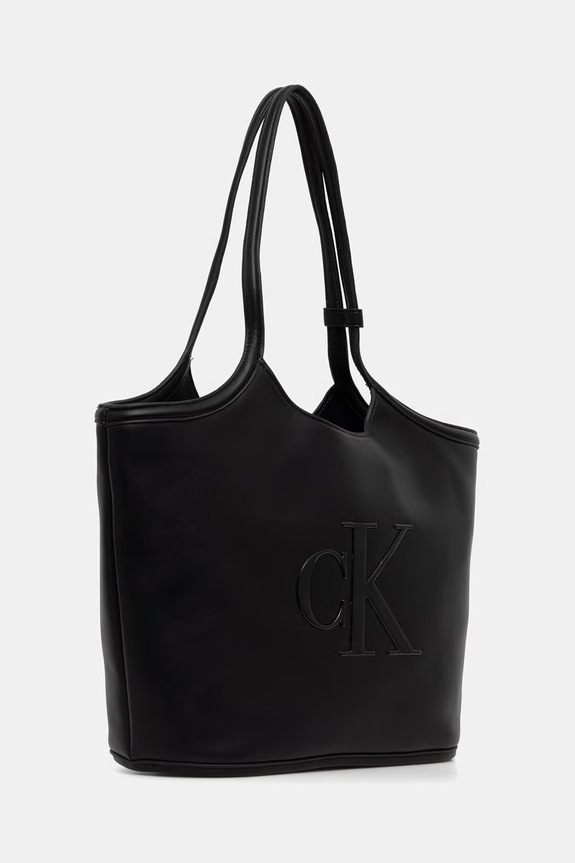Calvin Klein torebka shopper damska z imitacji skóry LV04F3562G czarny AW26