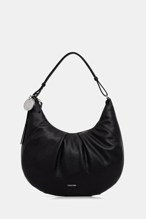 Calvin Klein kabelka hobo dámska z imitácie kože čierna LV04F3555G