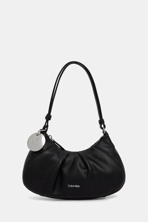 Calvin Klein torebka hobo damska z imitacji skóry czarny LV04F3554G