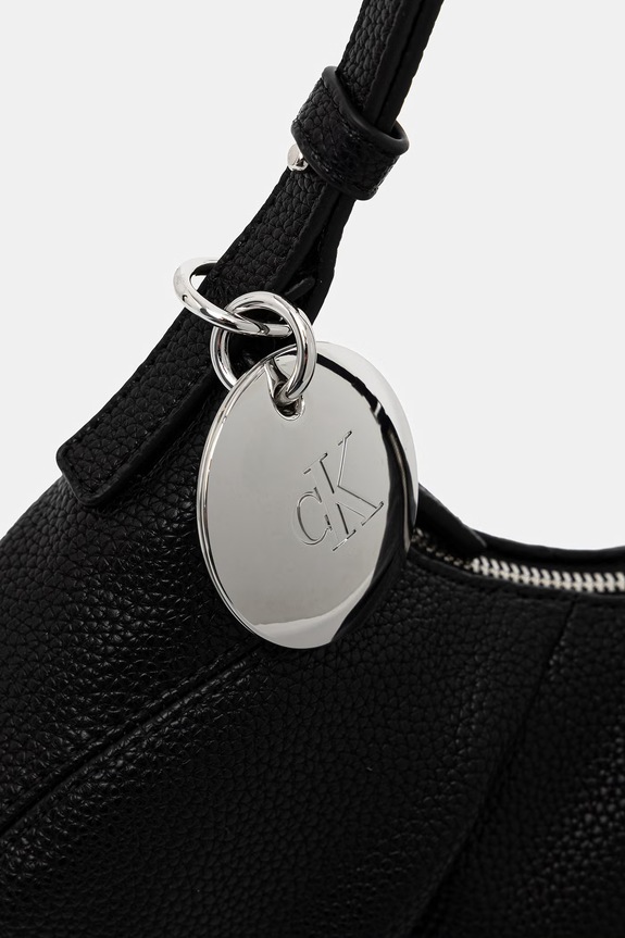 Calvin Klein torebka hobo damska z imitacji skóry czarny LV04F3554G