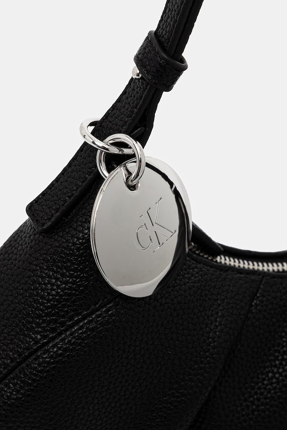 Calvin Klein torebka hobo damska z imitacji skóry czarny LV04F3554G