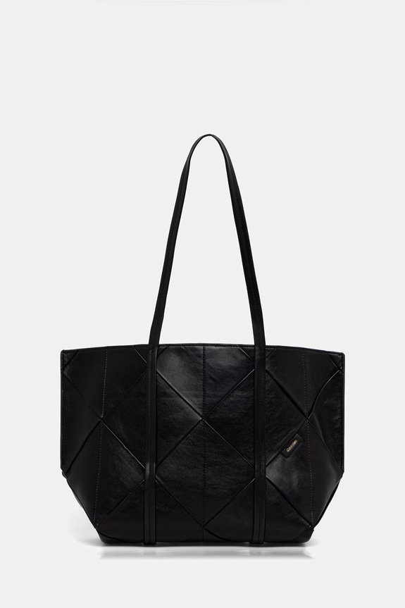 Calvin Klein torebka shopper damska z imitacji skóry czarny LV04F3548G
