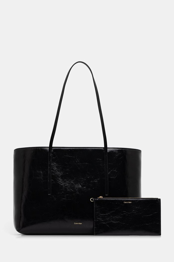 Calvin Klein kabelka typu shopper dámska z imitácie kože čierna LV04F3537G