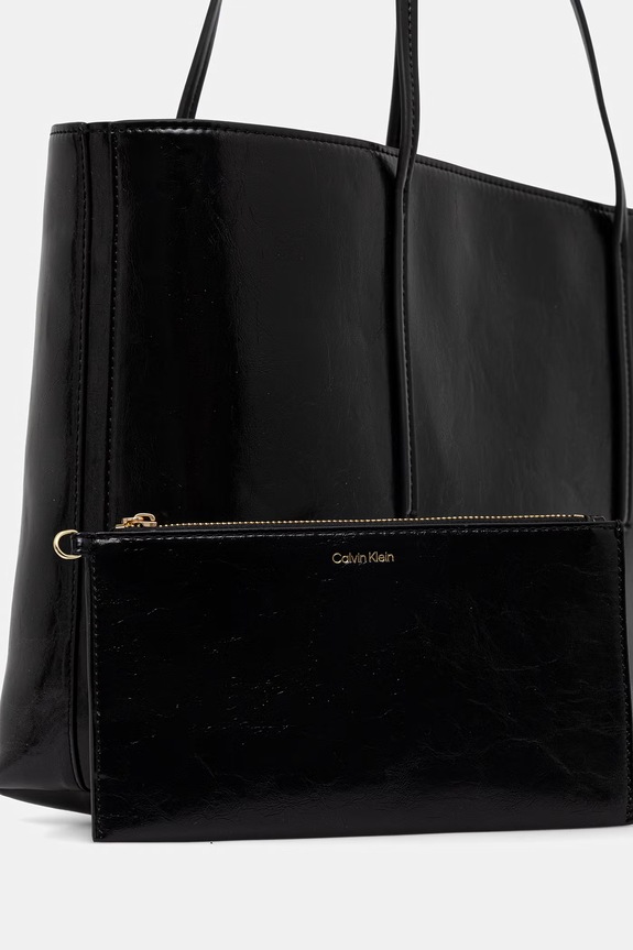 Calvin Klein kabelka typu shopper dámska z imitácie kože čierna LV04F3537G