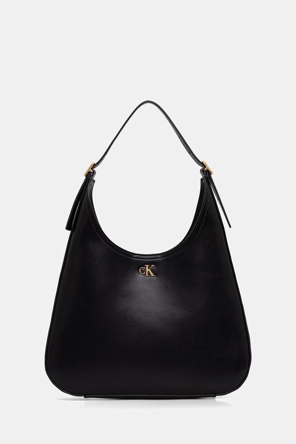 Calvin Klein torebka hobo damska z imitacji skóry czarny LV04F3522G