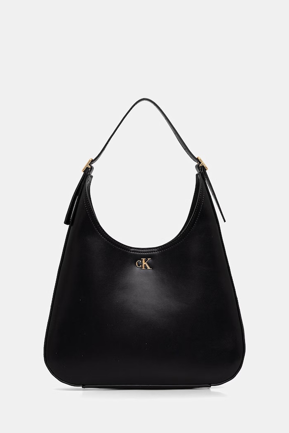 Calvin Klein torebka hobo damska z imitacji skóry czarny LV04F3522G