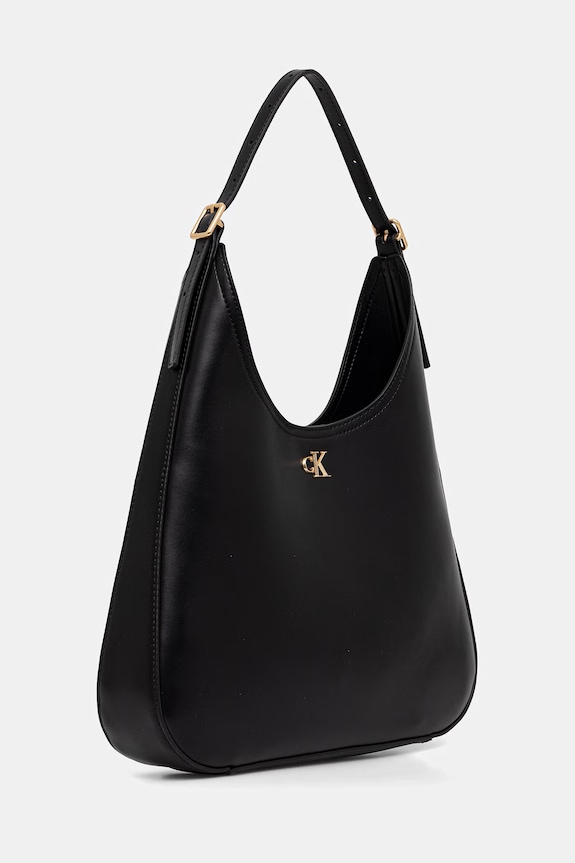 Calvin Klein torebka hobo damska z imitacji skóry LV04F3522G czarny AW26