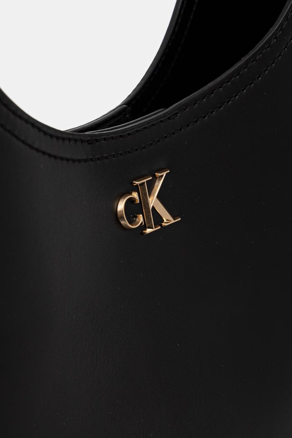Calvin Klein torebka hobo damska z imitacji skóry czarny LV04F3522G