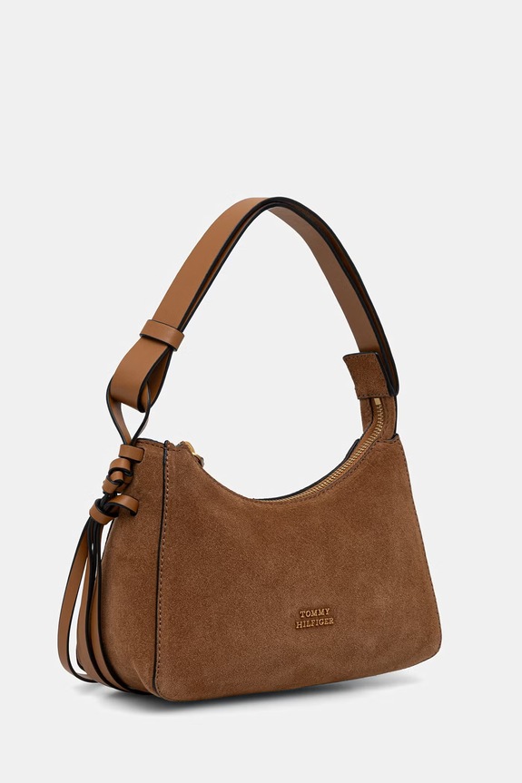 Tommy Hilfiger shopper torba ženska od brušene kože AW0AW18823 smeđa AW26