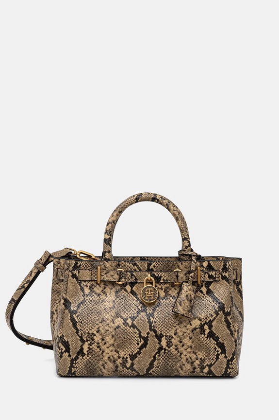 Tommy Hilfiger torebka shopper damska skórzana beżowy AW0AW18818
