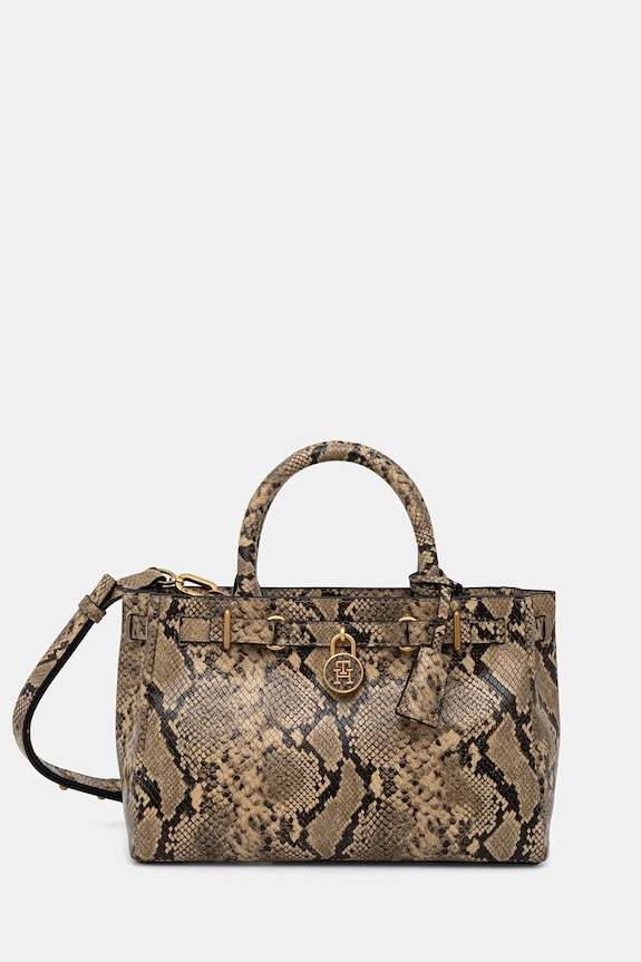 Tommy Hilfiger torebka shopper damska skórzana beżowy AW0AW18818