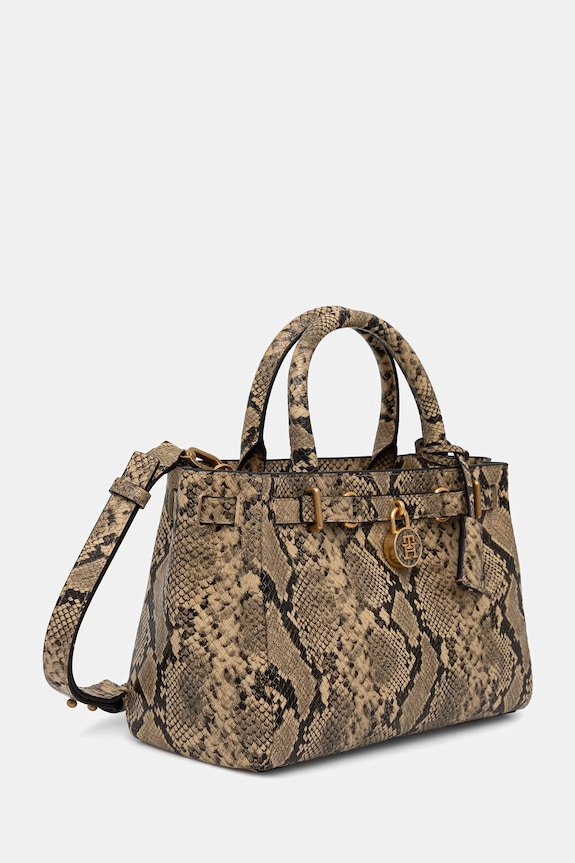 Tommy Hilfiger torebka shopper damska skórzana AW0AW18818 beżowy AW26