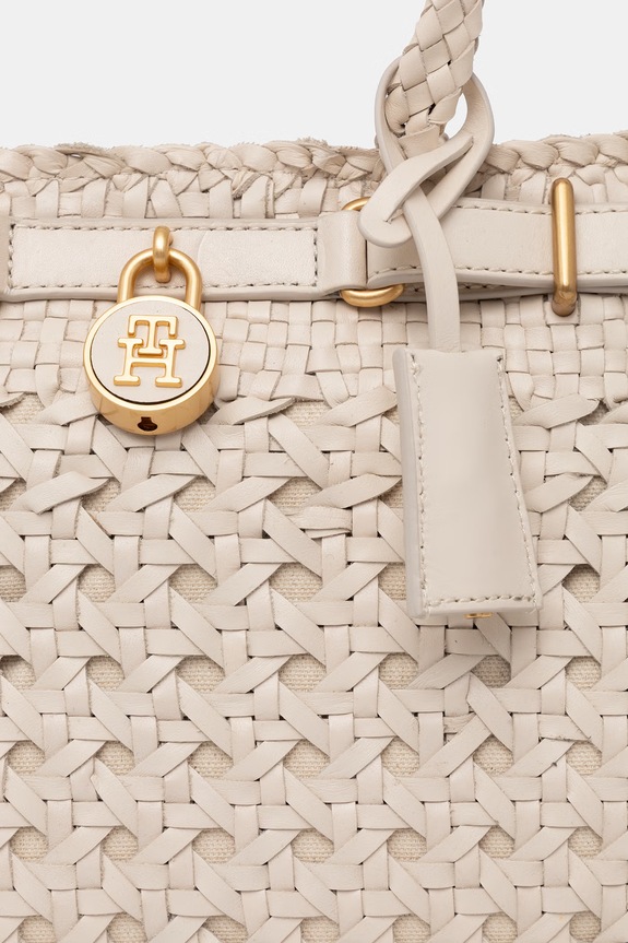 Tommy Hilfiger μικρή τσάντα γυναικεία δερμάτινη μπεζ AW0AW18734