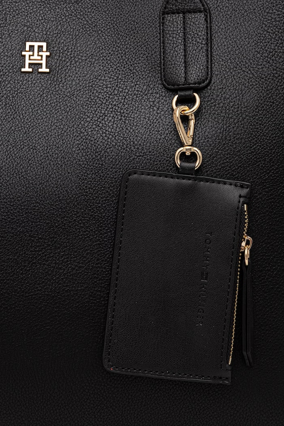 Tommy Hilfiger torebka shopper damska z imitacji skóry AW0AW18724 czarny