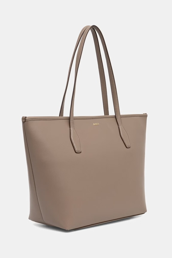 BOSS torebka shopper damska z imitacji skóry Sandy Zip Shopper 50567622 brązowy AW26