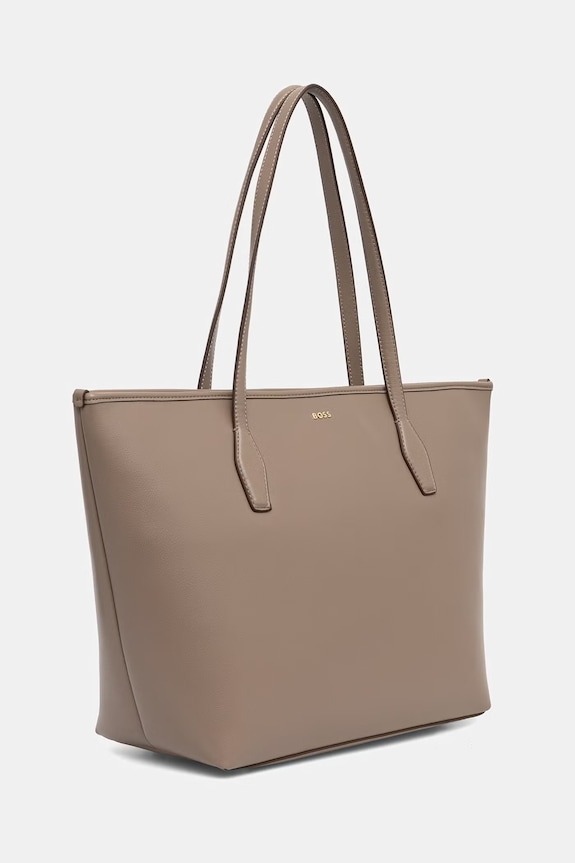 BOSS torebka shopper damska z imitacji skóry Sandy Zip Shopper 50567622 brązowy AW26