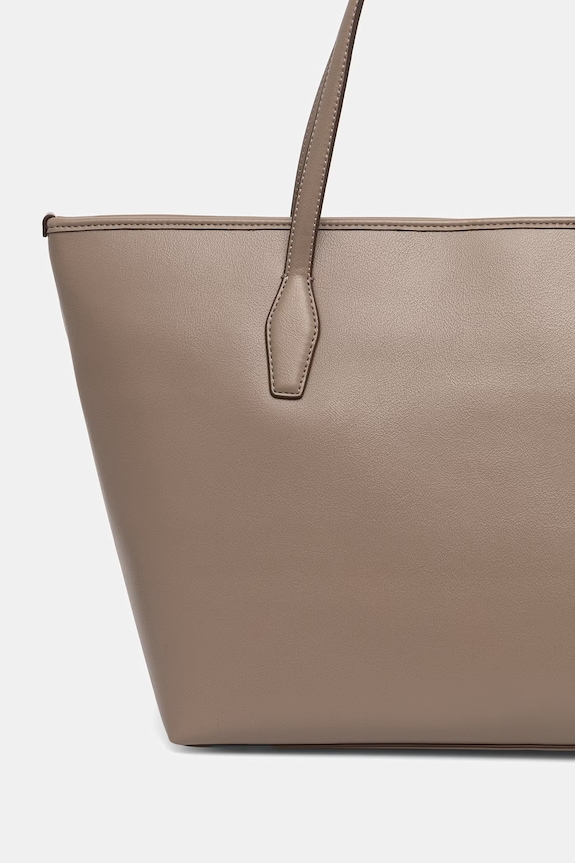 Akcesoria BOSS torebka shopper damska z imitacji skóry Sandy Zip Shopper 50567622 brązowy
