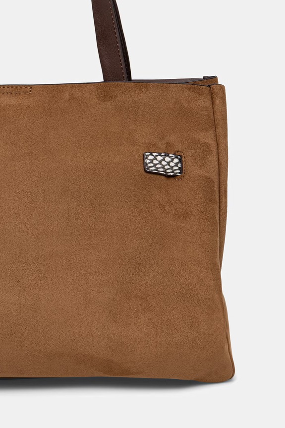 Akcesoria DKNY torebka shopper damska z imitacji zamszu BRYAR R63DMK43 beżowy