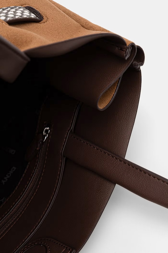 DKNY torebka shopper damska z imitacji zamszu BRYAR R63DMK43 beżowy