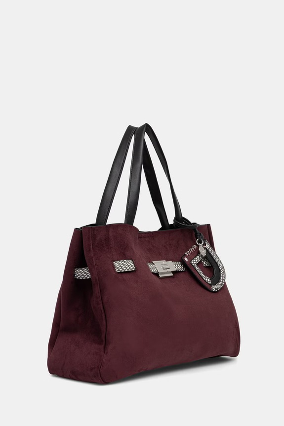 DKNY torebka shopper damska z imitacji zamszu BRYAR R63DMK43 bordowy AW26