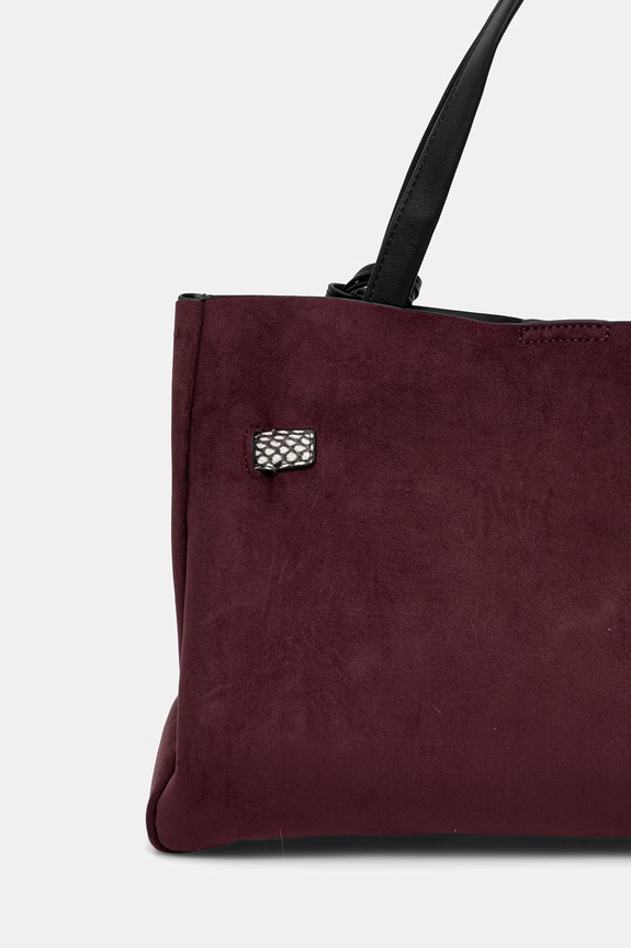 Akcesoria DKNY torebka shopper damska z imitacji zamszu BRYAR R63DMK43 bordowy