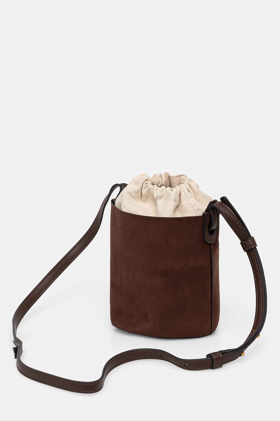 Akcesoria DKNY torebka worek damska z imitacji zamszu PAYTON R62JMR48 brązowy