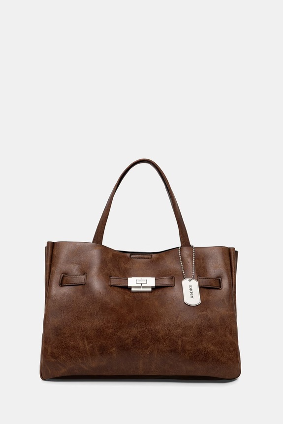 DKNY torebka shopper damska z imitacji skóry BRYAR brązowy R62DZK43