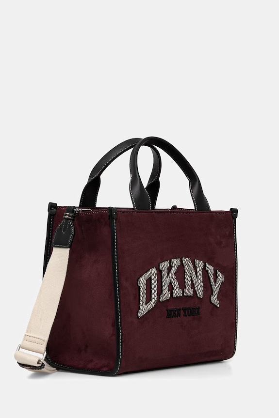 DKNY geantă crossbody pentru femei cu imitație de piele întoarsă R62AMR57 burgundia AW26
