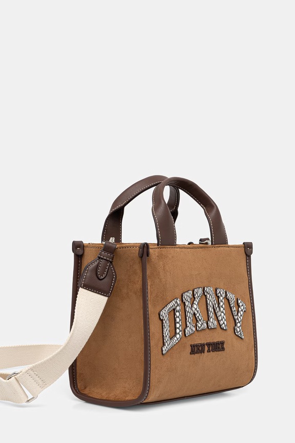DKNY torebka damska z imitacji zamszu R62AMC80 beżowy AW26