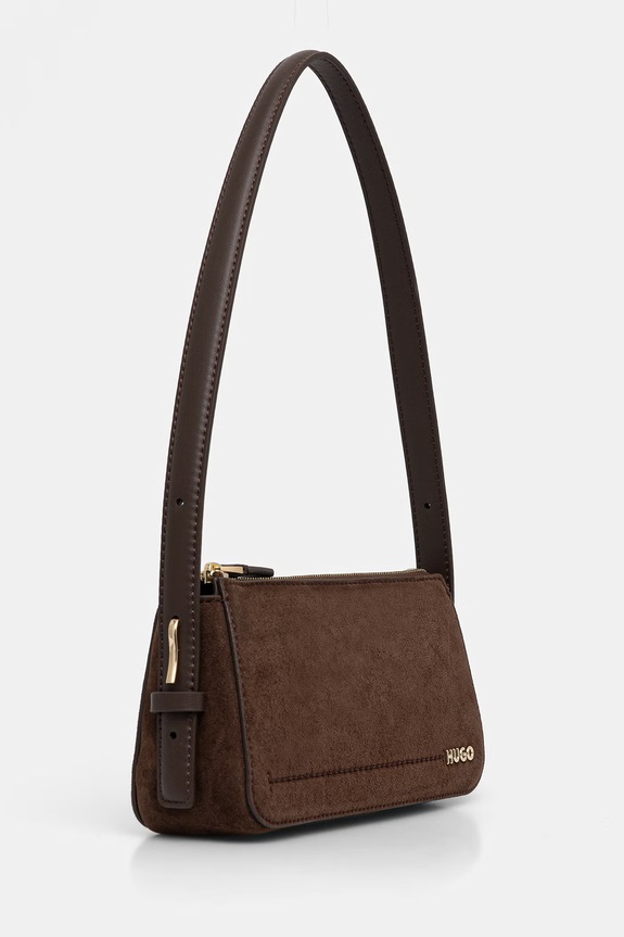 HUGO mala torba hobo za žene od imitacije brušene kože Yorih S_Hobo 50568127 smeđa AW26