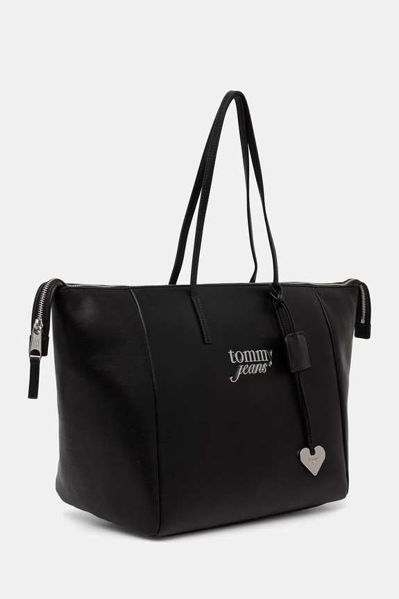 Tommy Jeans torebka shopper damska z imitacji skóry AW0AW18786 czarny AW26