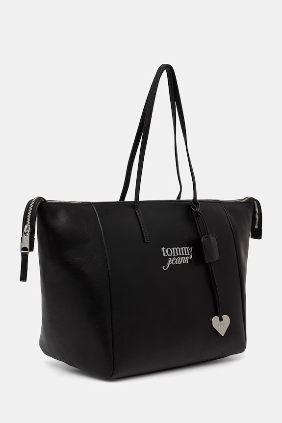 Tommy Jeans torebka shopper damska z imitacji skóry AW0AW18786 czarny AW26