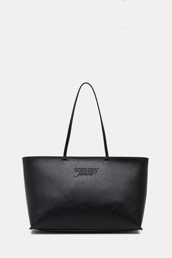 Tommy Jeans torebka shopper damska z imitacji skóry czarny AW0AW18772