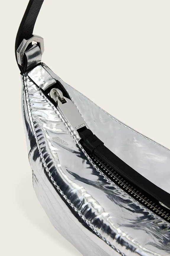 Doplňky AllSaints hobo kabelka dámská kožená LUNA W718XD stříbrná