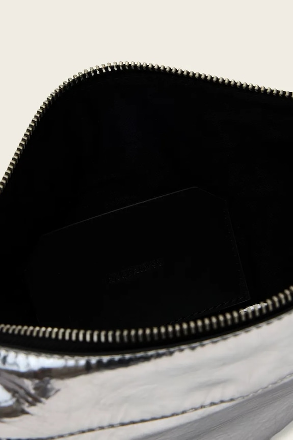 AllSaints hobo kabelka dámská kožená LUNA stříbrná W718XD